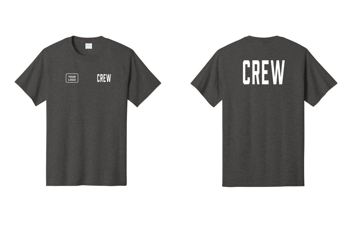 NYC Factory Custom Work Crew Uniform Tee with Your Logo (Classic) - CREW + Your Logo + Back - Dark Heather Grey