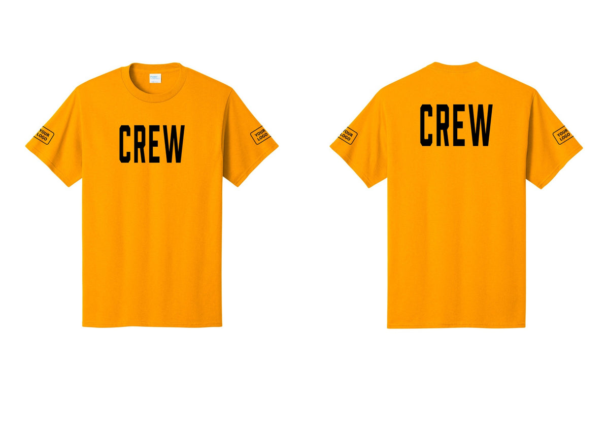NYC Factory Custom Work Crew Uniform Tee with Your Logo (Classic) - Front + Back + Your Logo Sleeves - Gold