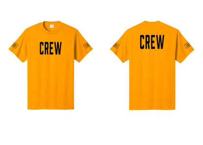 NYC Factory Custom Work Crew Uniform Tee with Your Logo (Classic) - Front + Back + Your Logo Sleeves - Gold