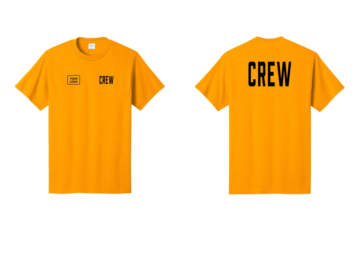 NYC Factory Custom Work Crew Uniform Tee with Your Logo (Classic) - CREW + Your Logo + Back - Gold