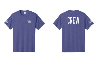 NYC Factory Custom Work Crew Uniform Tee with Your Logo (Classic) - Your Logo + Back + US Flag Sleeve - Heather Purple