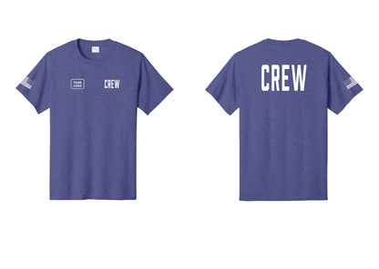 NYC Factory Custom Work Crew Uniform Tee with Your Logo (Classic) - CREW + Your Logo + Back + US Flag Sleeve - Heather Purple