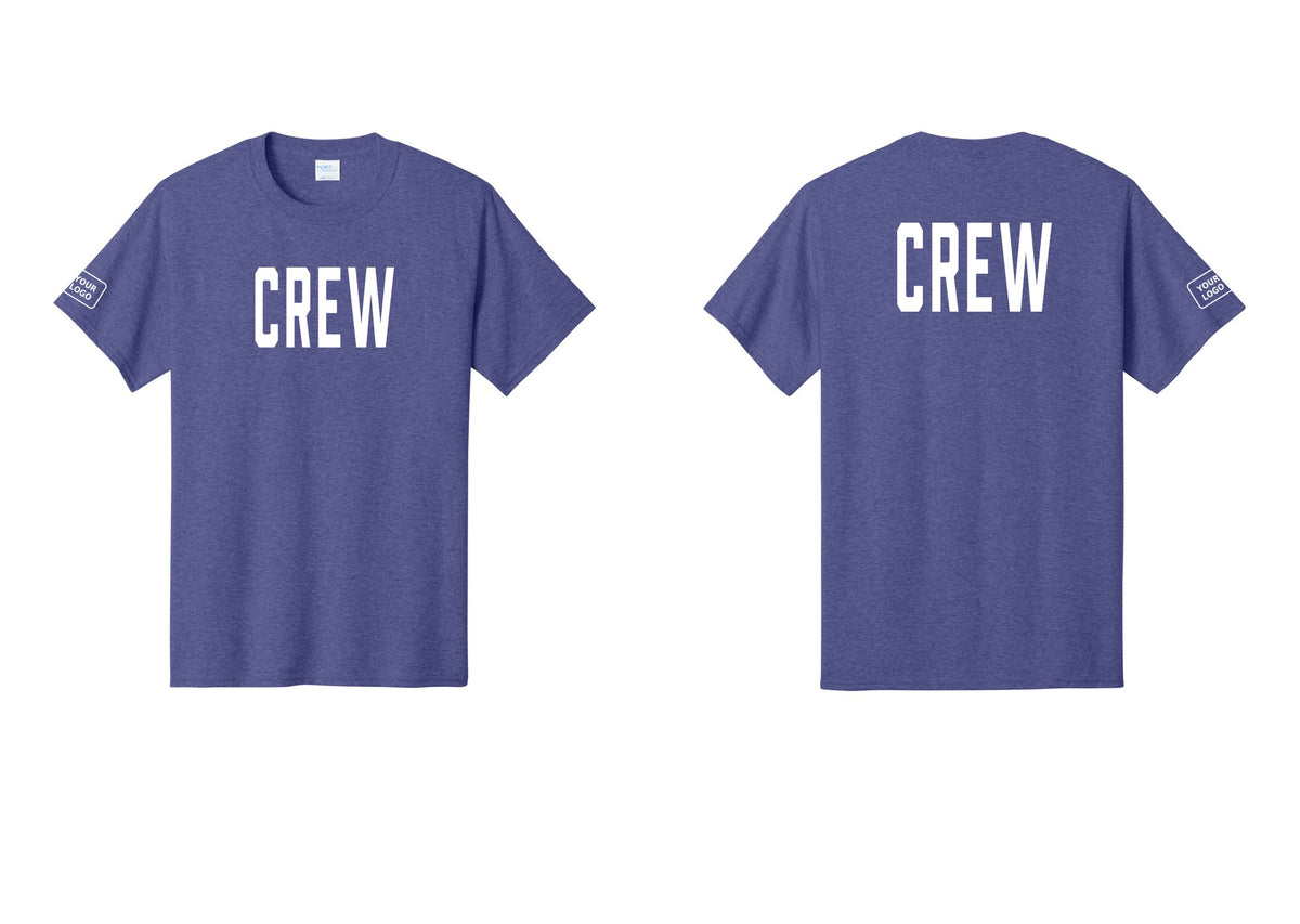 NYC Factory Custom Work Crew Uniform Tee with Your Logo (Classic) - Front + Back + Your Logo Sleeve - Heather Purple