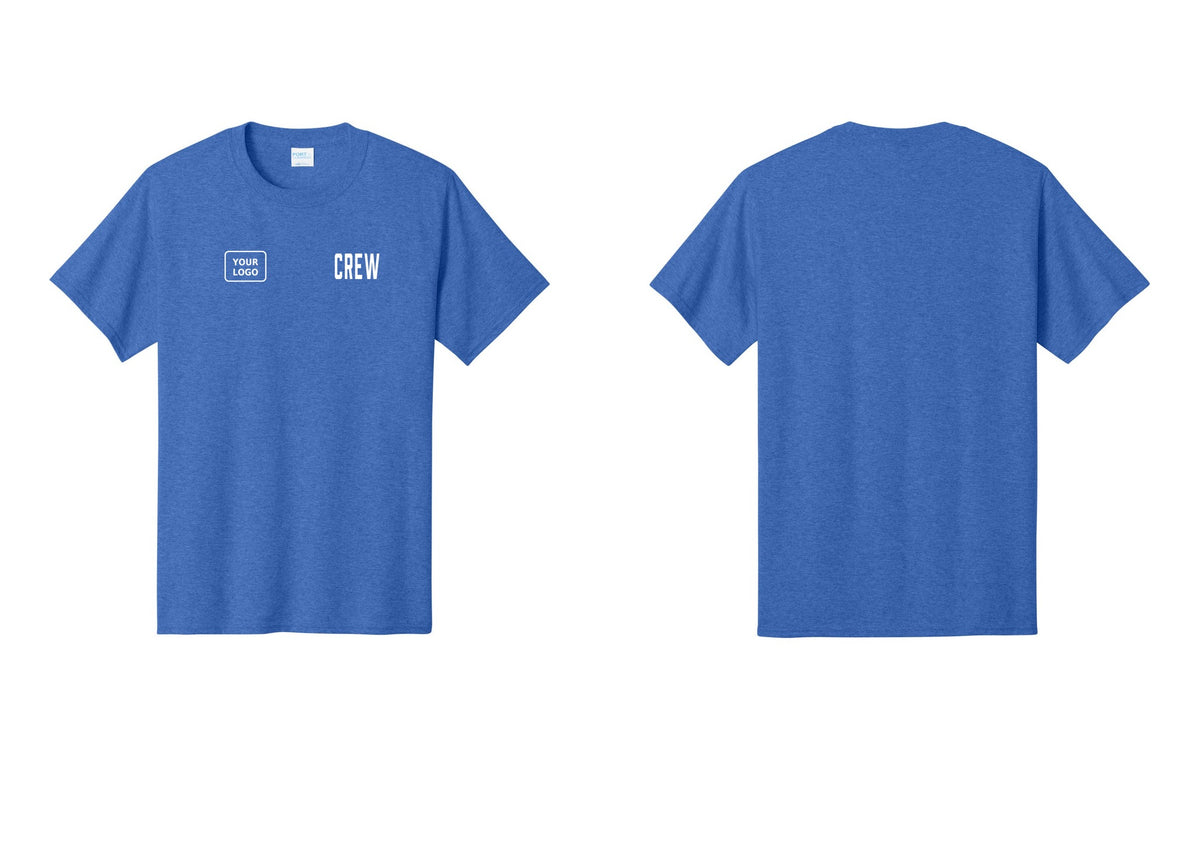 NYC Factory Custom Logo Crew T-Shirt, Condensed Lettering - CREW + Your Logo - Heather Royal