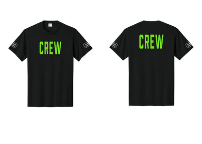 NYC Factory Custom Work Crew Uniform Tee with Your Logo (Classic) - Front + Back + Your Logo Sleeves - Black / Neon