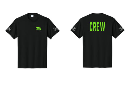 NYC Factory Custom Work Crew Uniform Tee with Your Logo (Classic) - Chest + Back + Your Logo Sleeves - Black / Neon