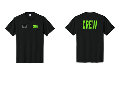 NYC Factory Custom Work Crew Uniform Tee with Your Logo (Classic) - CREW + Your Logo + Back - Black / Neon