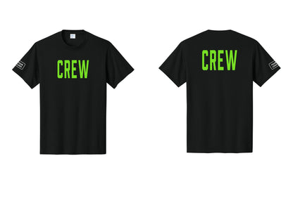 NYC Factory Custom Work Crew Uniform Tee with Your Logo (Classic) - Front + Back + Your Logo Sleeve - Black / Neon