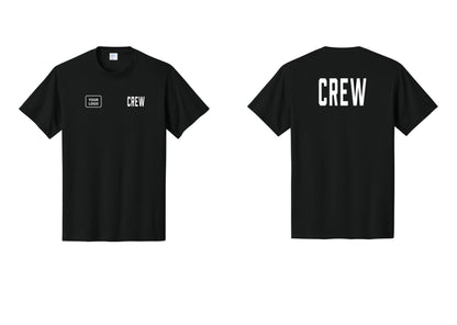 NYC Factory Custom Logo Crew T-Shirt, Condensed Lettering - CREW + Your Logo + Back - Black