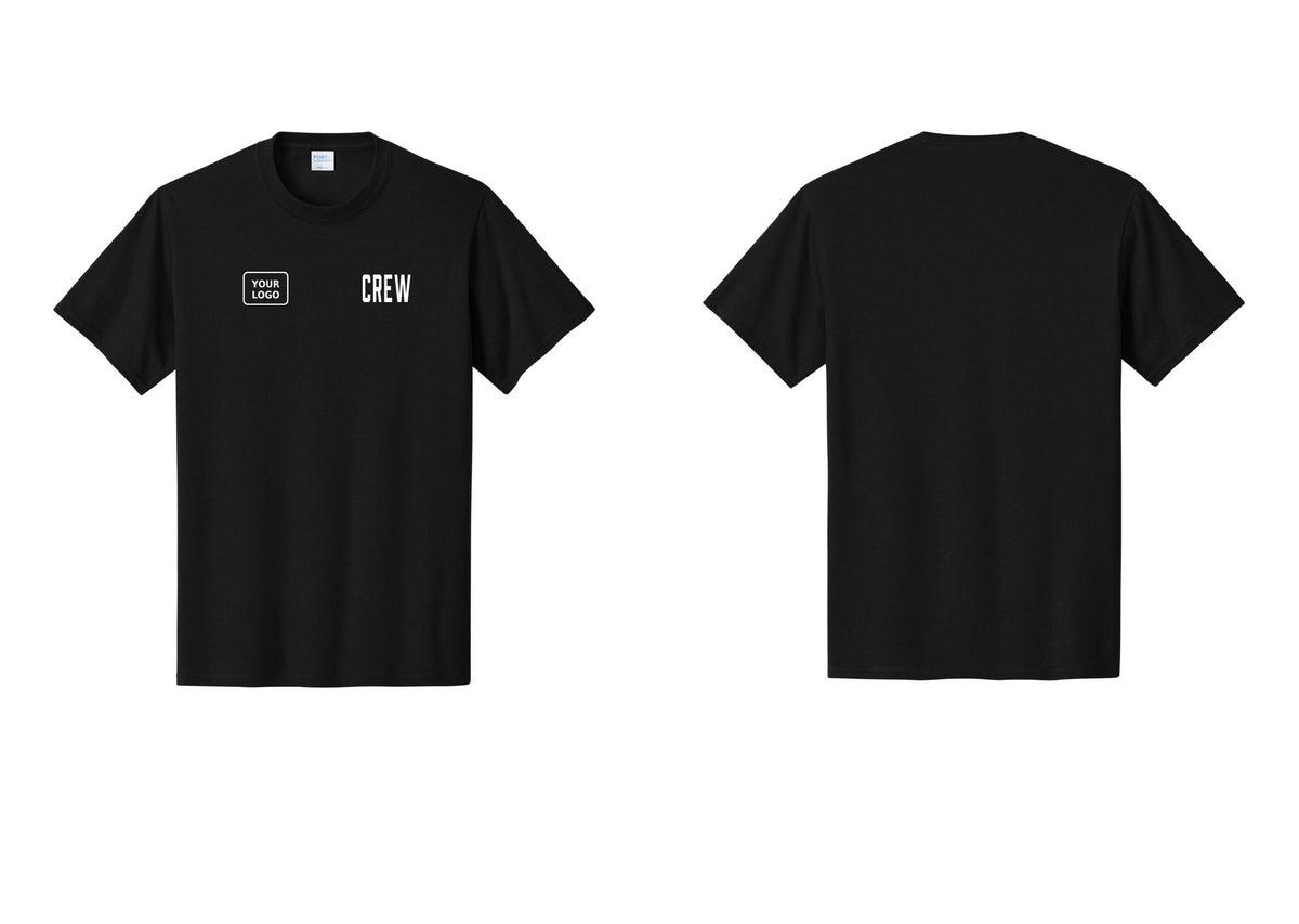 NYC Factory Custom Logo Crew T-Shirt, Condensed Lettering - CREW + Your Logo - Black