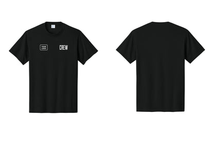 NYC Factory Custom Logo Crew T-Shirt, Condensed Lettering - CREW + Your Logo - Black