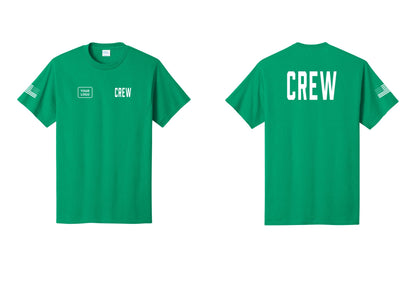 NYC Factory Custom Work Crew Uniform Tee with Your Logo (Classic) - CREW + Your Logo + Back + US Flag Sleeve - Kelly