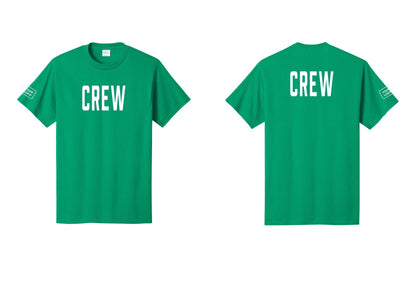 NYC Factory Custom Logo Crew T-Shirt, Condensed Lettering - Front + Back + Your Logo Sleeve - Kelly