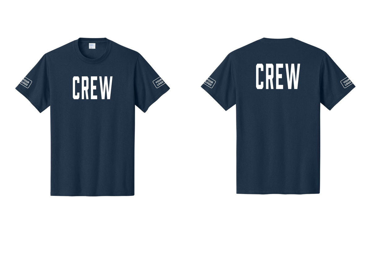 NYC Factory Custom Work Crew Uniform Tee with Your Logo (Classic) - Front + Back + Your Logo Sleeves - Navy