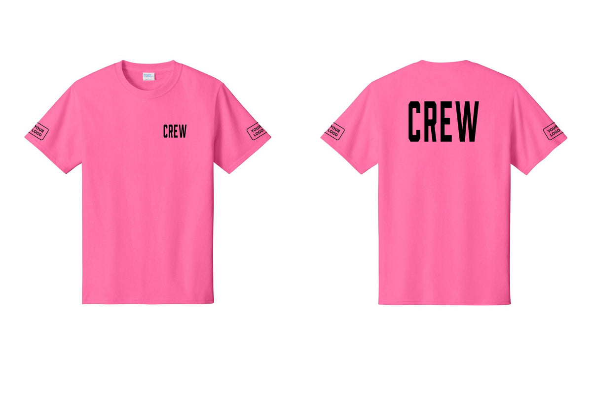 NYC Factory Custom Work Crew Uniform Tee with Your Logo (Classic) - Chest + Back + Your Logo Sleeves - Neon Pink