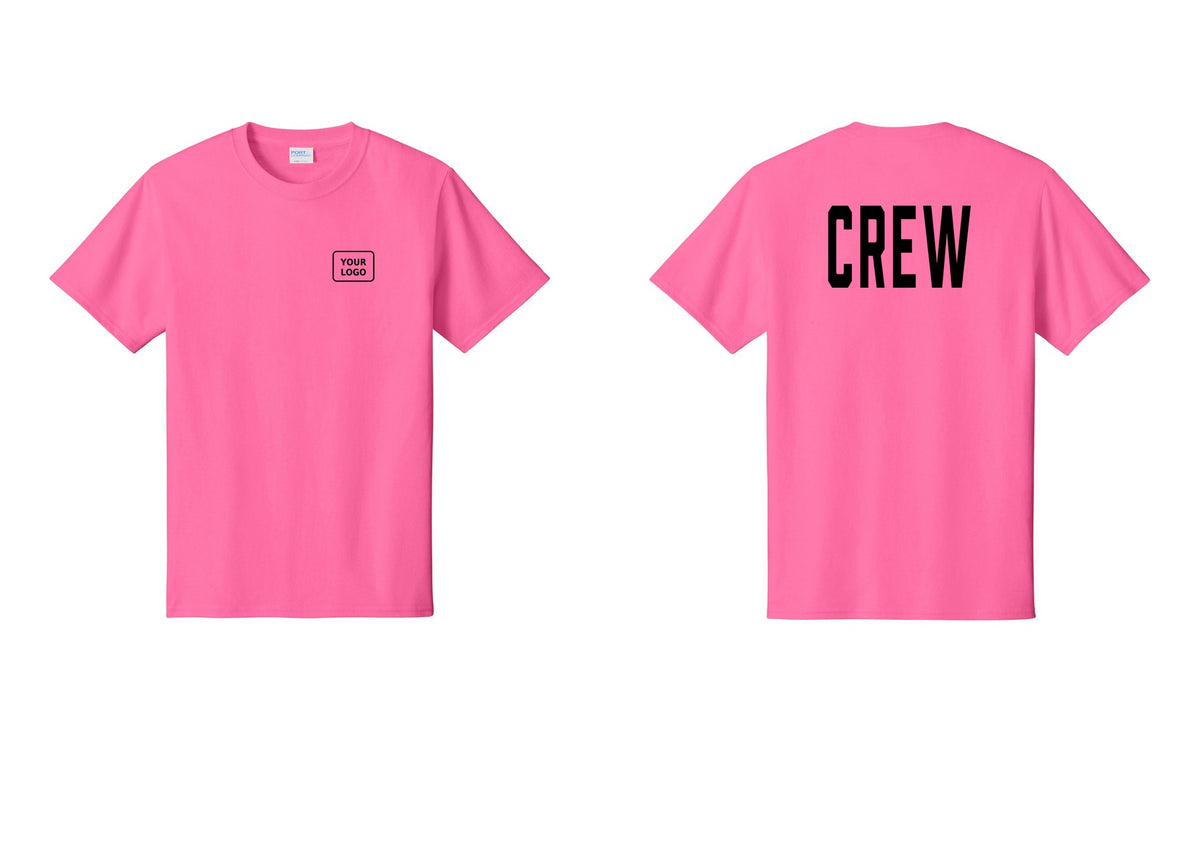 NYC Factory Custom Work Crew Uniform Tee with Your Logo (Classic) - Your Logo + Back - Neon Pink