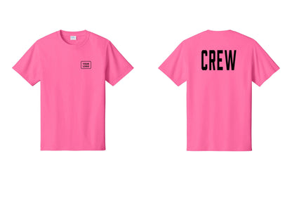 NYC Factory Custom Work Crew Uniform Tee with Your Logo (Classic) - Your Logo + Back - Neon Pink