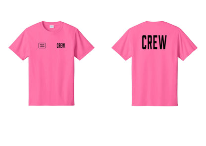 NYC Factory Custom Work Crew Uniform Tee with Your Logo (Classic) - CREW + Your Logo + Back - Neon Pink