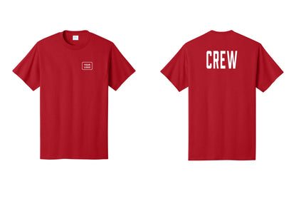 NYC Factory Custom Logo Crew T-Shirt, Condensed Lettering - Your Logo + Back - Red