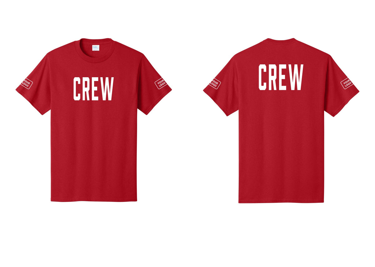 NYC Factory Custom Work Crew Uniform Tee with Your Logo (Classic) - Front + Back + Your Logo Sleeves - Red
