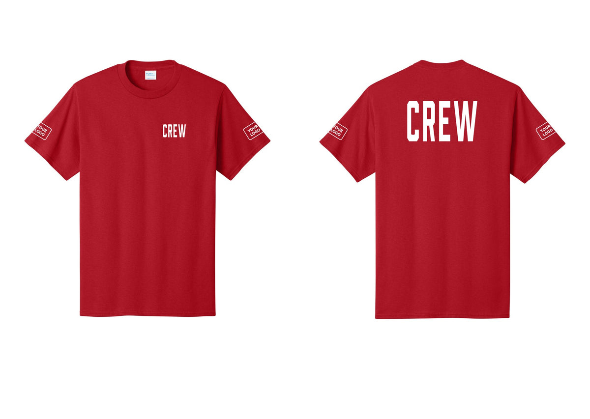 NYC Factory Custom Work Crew Uniform Tee with Your Logo (Classic) - Chest + Back + Your Logo Sleeves - Red