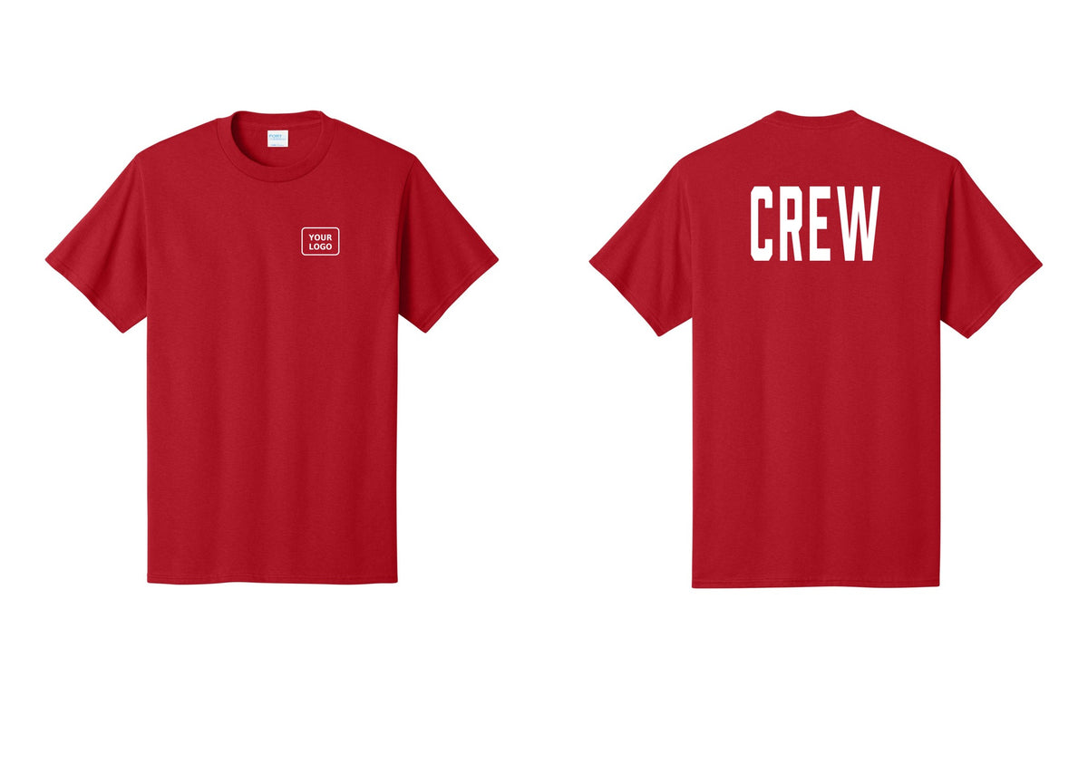 NYC Factory Custom Work Crew Uniform Tee with Your Logo (Classic) - Your Logo + Back - Red
