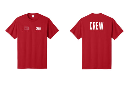 NYC Factory Custom Logo Crew T-Shirt, Condensed Lettering - CREW + Your Logo + Back - Red
