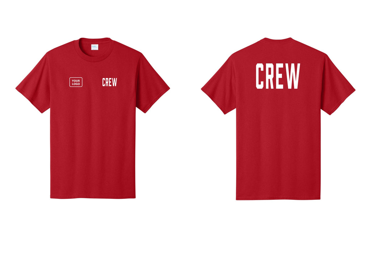 NYC Factory Custom Work Crew Uniform Tee with Your Logo (Classic) - CREW + Your Logo + Back - Red