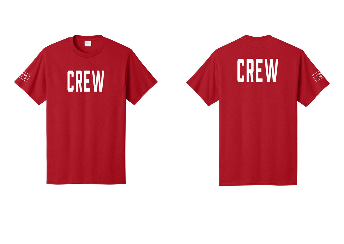 NYC Factory Custom Work Crew Uniform Tee with Your Logo (Classic) - Front + Back + Your Logo Sleeve - Red