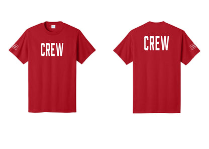 NYC Factory Custom Work Crew Uniform Tee with Your Logo (Classic) - Front + Back + Your Logo Sleeve - Red