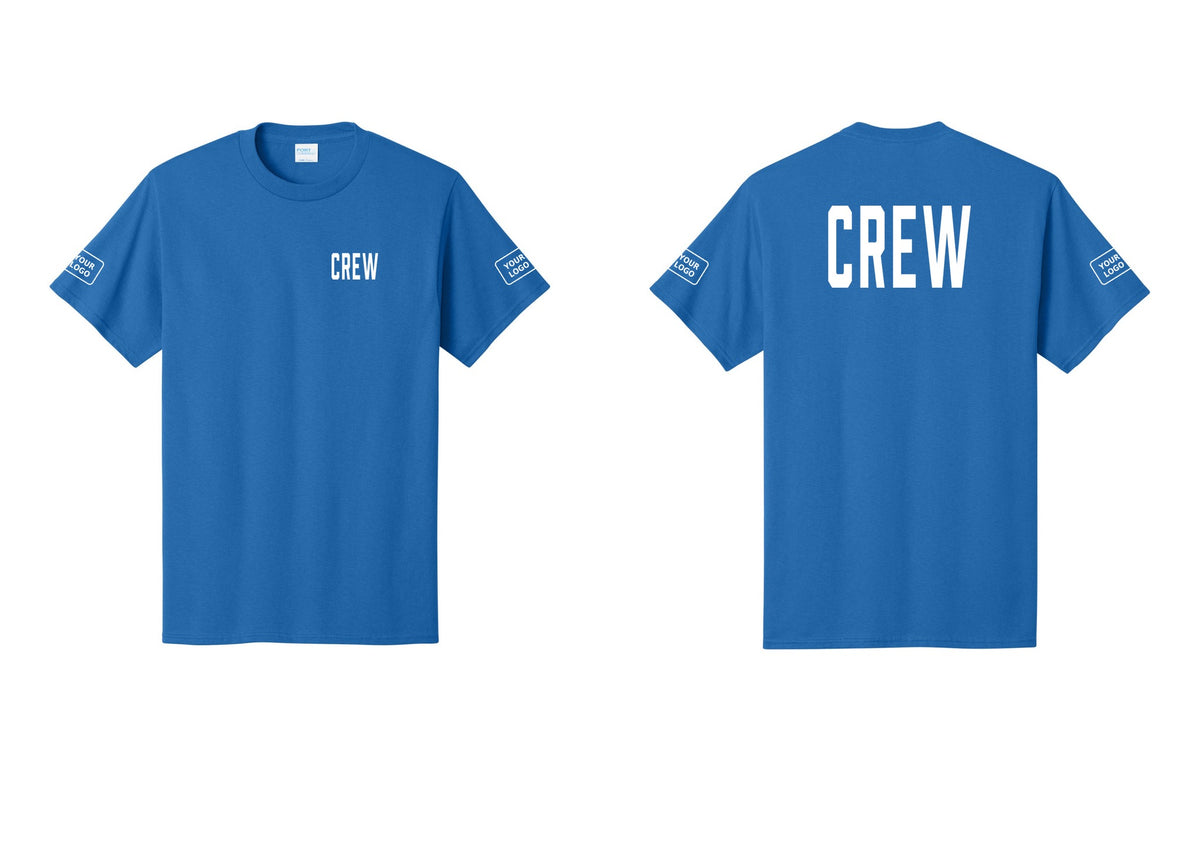 NYC Factory Custom Work Crew Uniform Tee with Your Logo (Classic) - Chest + Back + Your Logo Sleeves - Royal