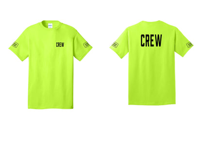 NYC Factory Custom Logo Crew T-Shirt, Condensed Lettering - Chest + Back + Your Logo Sleeves - Safety Green