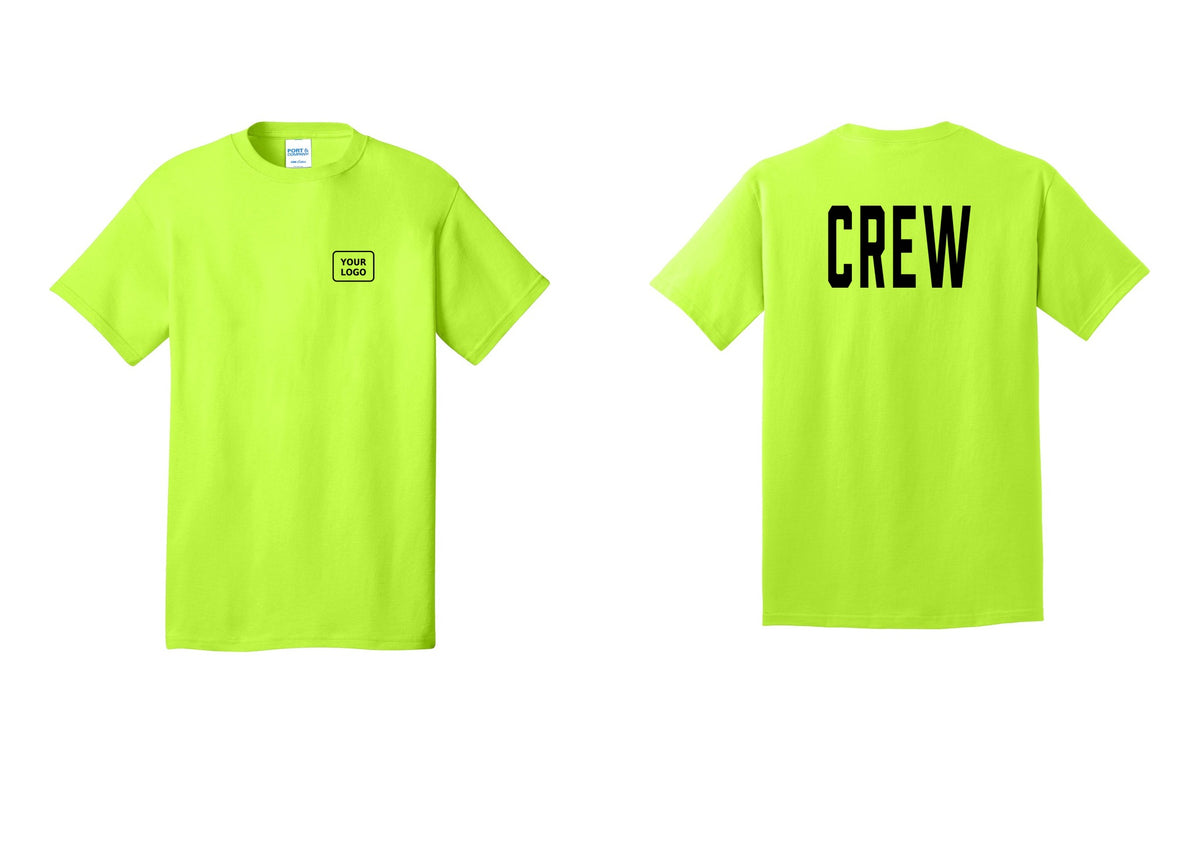 NYC Factory Custom Work Crew Uniform Tee with Your Logo (Classic) - Your Logo + Back - Safety Green