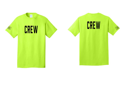 NYC Factory Custom Logo Crew T-Shirt, Condensed Lettering - Front + Back + Your Logo Sleeve - Safety Green