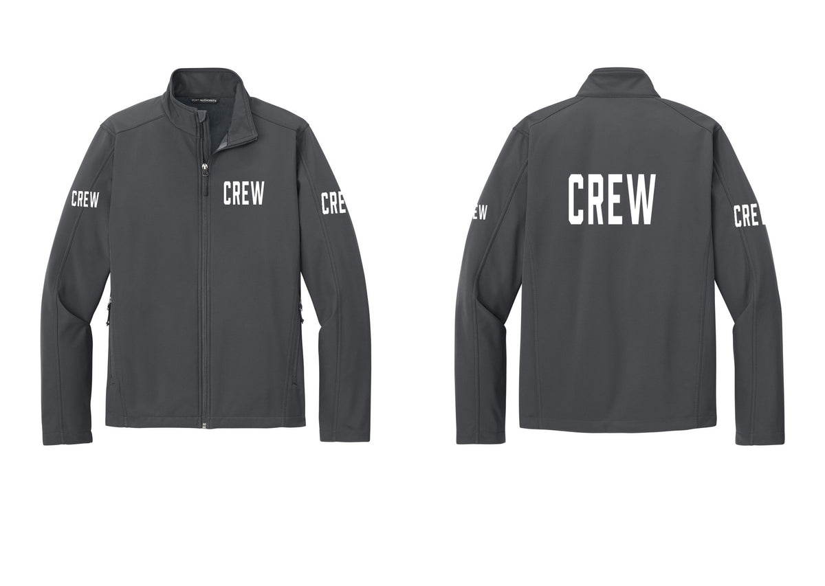 NYC Factory Crew Soft Shell Jacket for Event Staff & Production Teams (Classic) - Chest + Back + Crew Sleeves - Battleship Grey