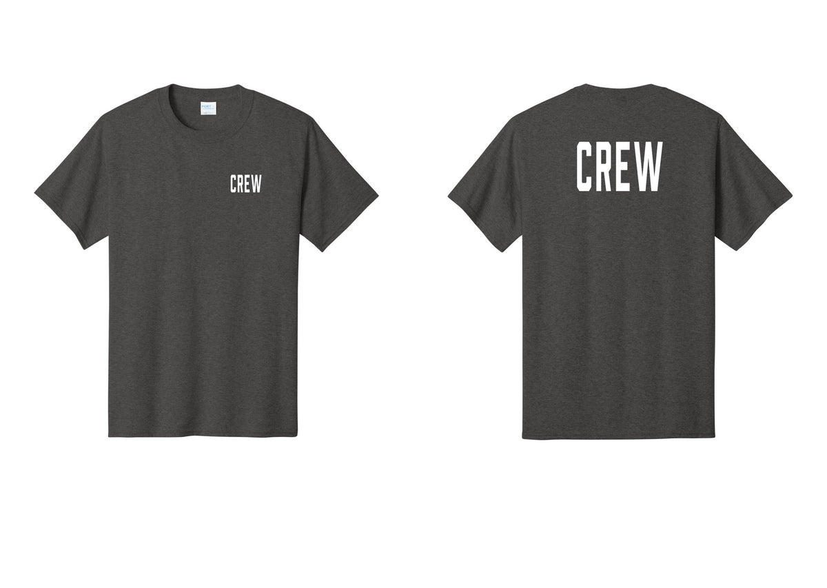 NYC Factory Crew T-Shirt, Condensed Lettering - Chest + Back - Dark Heather Grey