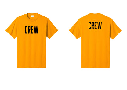 NYC Factory Crew T-Shirt, Condensed Lettering - Front + Back - Gold
