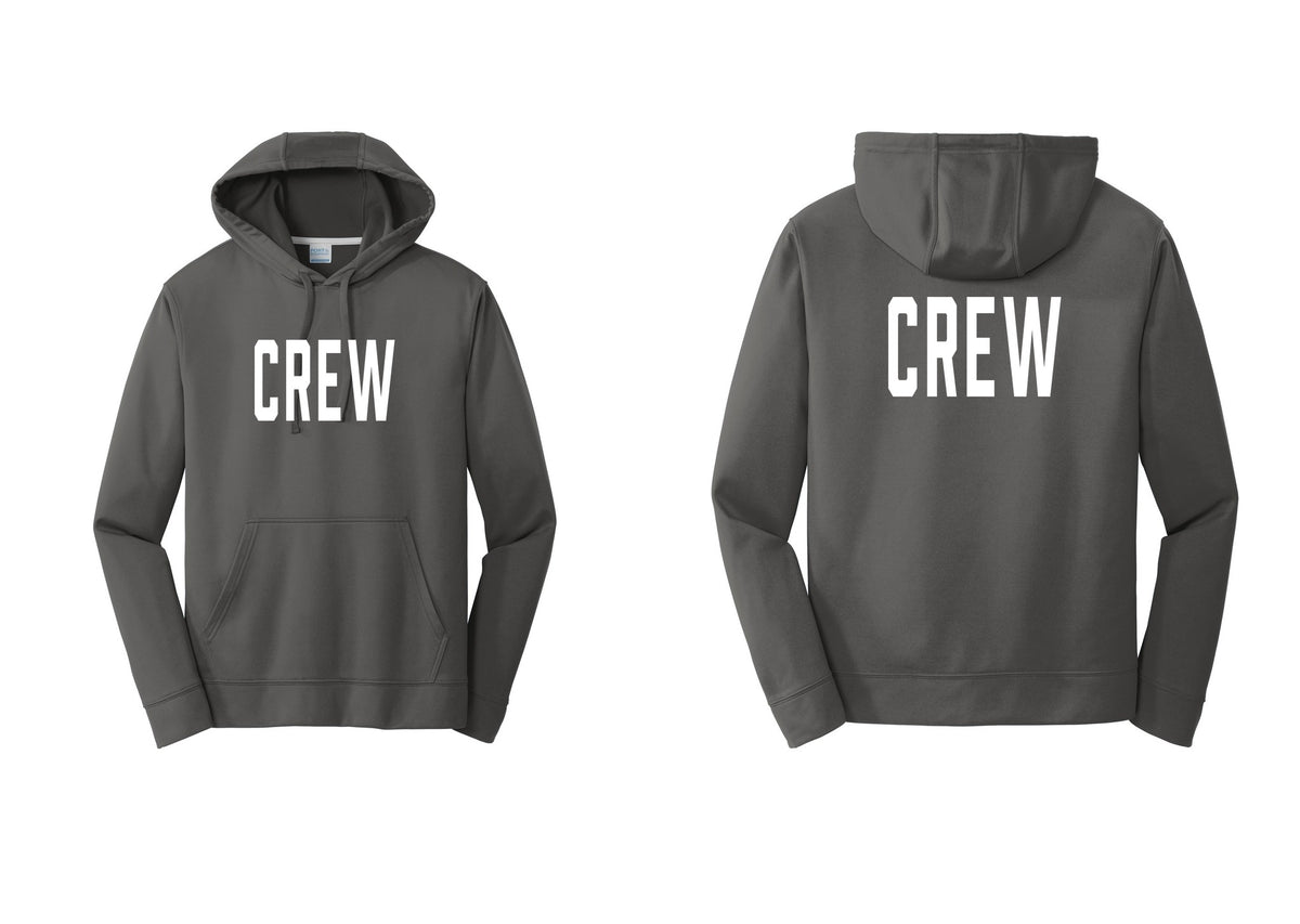 NYC Factory Crew Performance Hooded Fleece Pullover Sweatshirt for Event Staff & Production Teams (Classic) - Front + Back - Charcoal