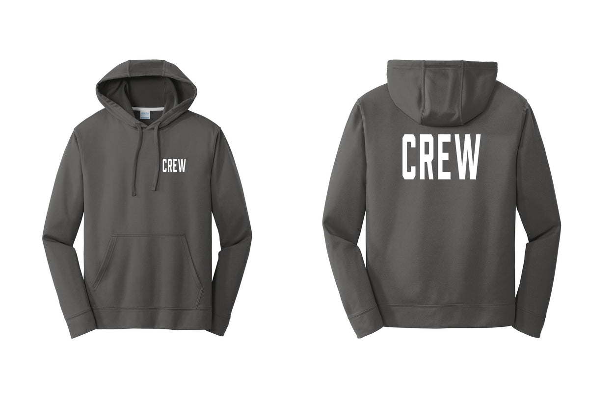 NYC Factory Crew Performance Hooded Fleece Pullover Sweatshirt for Event Staff & Production Teams (Classic) - Chest + Back - Charcoal
