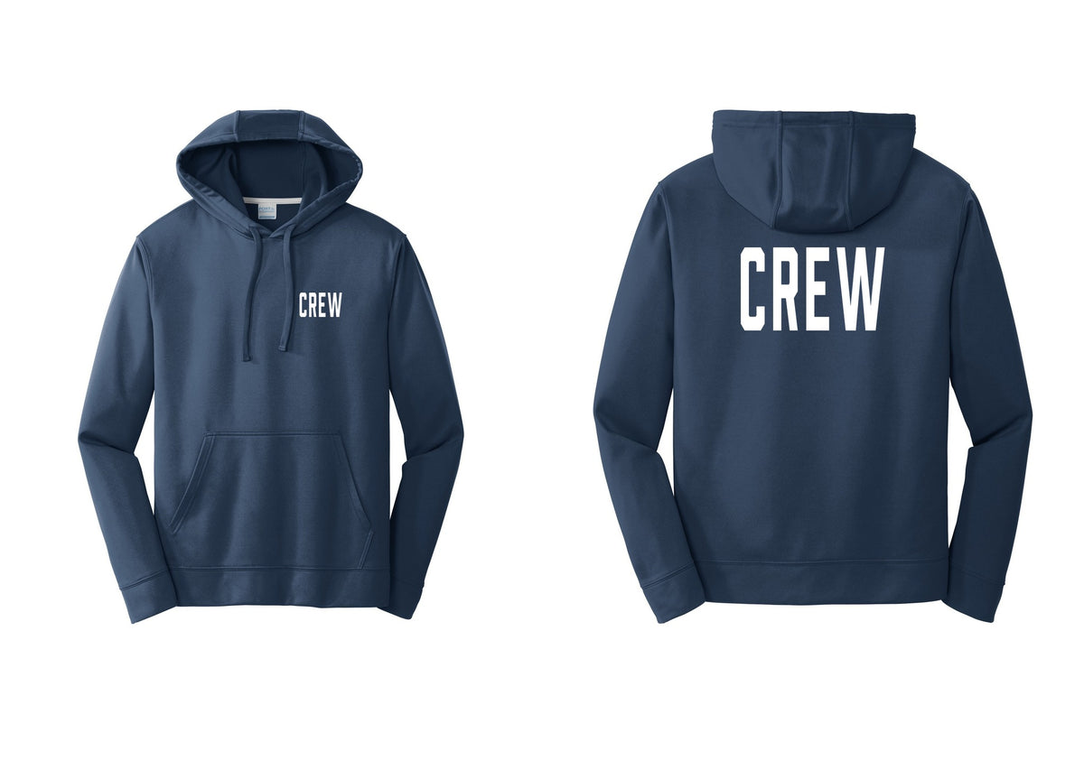 NYC Factory Crew Performance Hooded Fleece Pullover Sweatshirt for Event Staff & Production Teams (Classic) - Chest + Back - Navy
