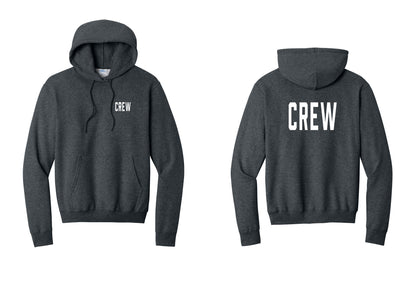 NYC Factory Crew Cotton Fleece Pullover Hoodie for Event Staff & Production Teams (Classic) - Chest + Back - Dark Heather Grey