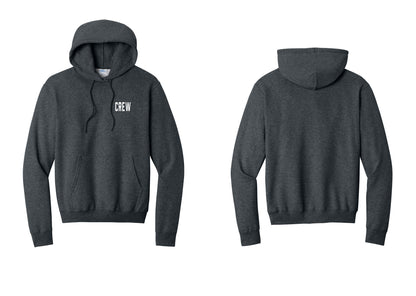 NYC Factory Crew Cotton Fleece Pullover Hoodie for Event Staff & Production Teams (Classic) - Chest Only - Dark Heather Grey