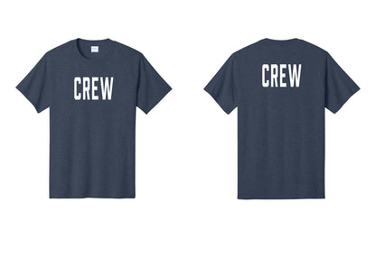NYC Factory Crew T-Shirt, Condensed Lettering - Front + Back - Heather Navy