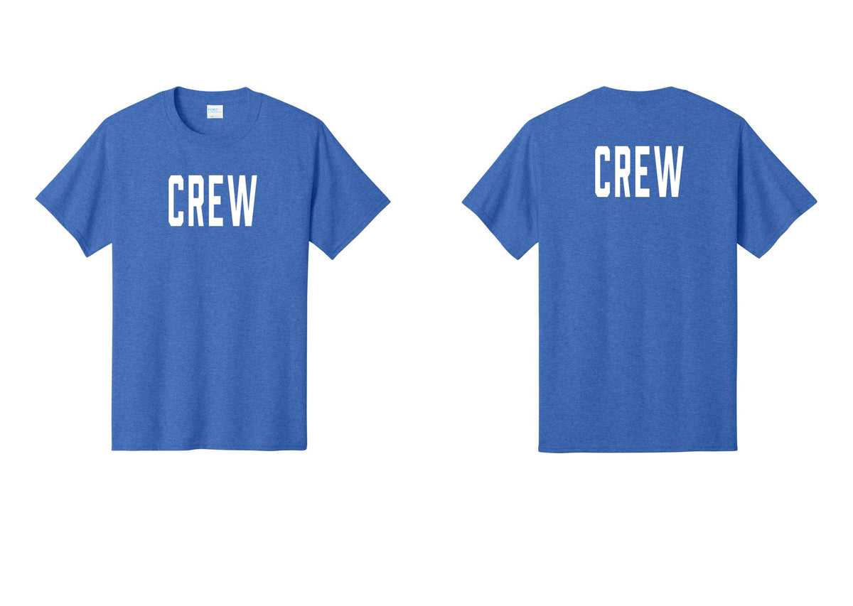 NYC Factory Crew T-Shirt, Condensed Lettering - Front + Back - Heather Royal