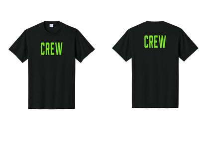 NYC Factory Crew T-Shirt, Condensed Lettering - Front + Back - Black / Neon