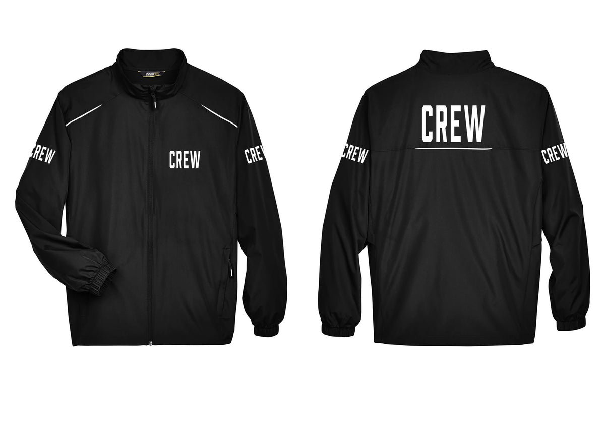 NYC Factory Crew Reflective Lightweight Jacket for Event Staff & Production Teams (Classic) - Chest + Back + Crew Sleeves - Black