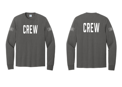 NYC Factory Custom Work Crew Uniform Cotton Long Sleeve Tee with Your Logo (Classic) - Front + Back + Your Logo Sleeves - Charcoal