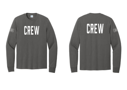 NYC Factory Custom Work Crew Uniform Cotton Long Sleeve Tee with Your Logo (Classic) - Front + Back + Your Logo Sleeve - Charcoal