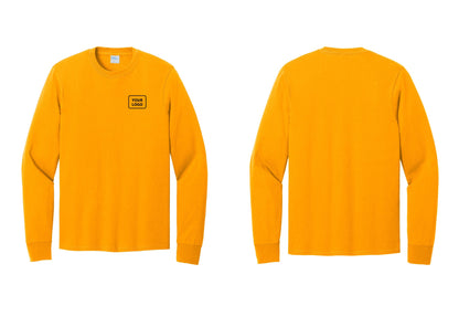 NYC Factory Custom Work Crew Uniform Cotton Long Sleeve Tee with Your Logo (Classic) - Your Logo Only - Gold