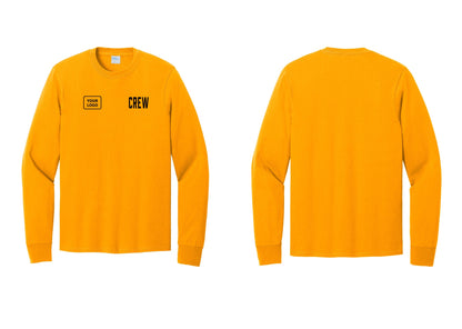 NYC Factory Custom Work Crew Uniform Cotton Long Sleeve Tee with Your Logo (Classic) - CREW + Your Logo - Gold